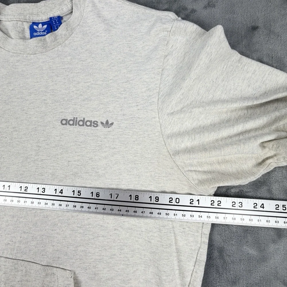 Adidas Originals Men's M Gray Short Sleeve Sweatshirt Kangaroo Pocket Trefoil